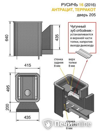 Дровяные печи-каменки Везувий Русичъ Антрацит 16 (205) 2016 в Берёзовском