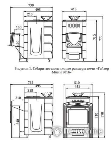 Дровяная банная печь TMF Гейзер Мини 2016 Carbon ДН КТК ЗК антрацит в Берёзовском