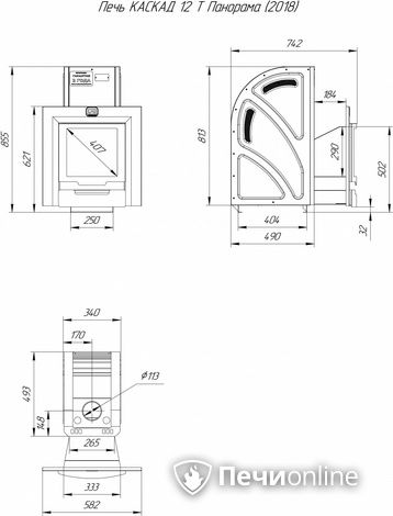 Дровяная банная печь Теплодар Каскад-12 Т Панорама (2018) в Берёзовском
