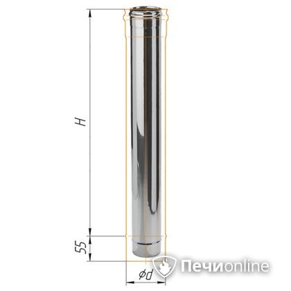 Дымоход Феррум Дымоход нержавейка 08 d-115 L=1м в Берёзовском