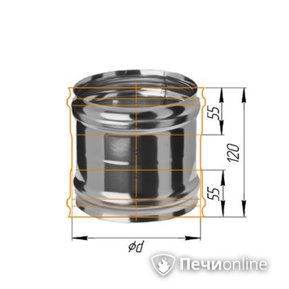 Дымоход Феррум Адаптер ММ для печи нержавеющий 08 d-120 в Берёзовском