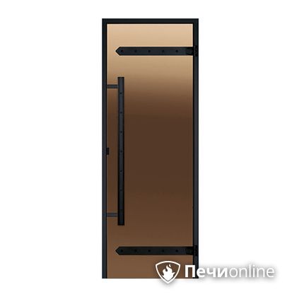 Дверь для бани Harvia Стеклянная дверь для сауны LEGEND 7/19 черная коробка сосна бронза  D71901МL в Берёзовском